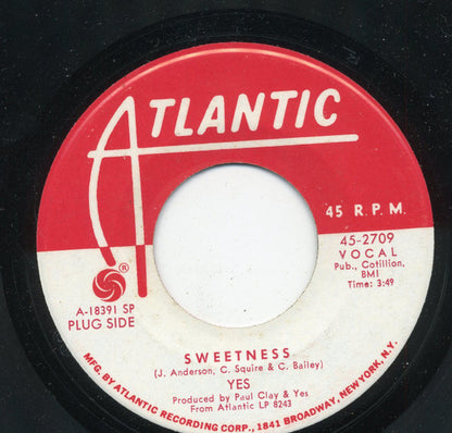 Yes : Sweetness / Every Little Thing (7", Promo)
