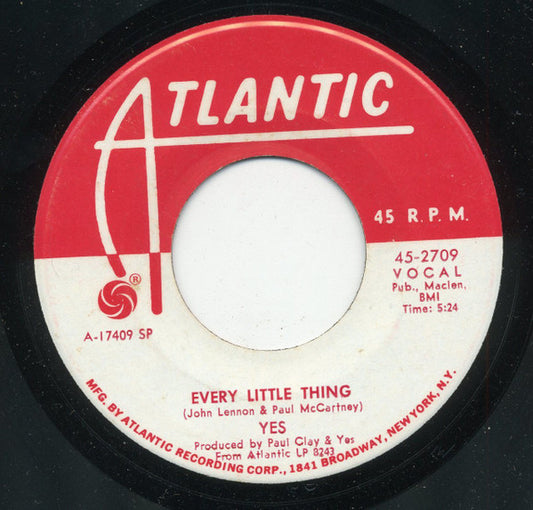 Yes : Sweetness / Every Little Thing (7", Promo)