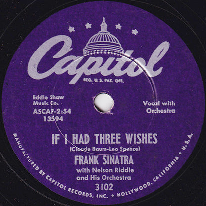 Frank Sinatra : Learnin' The Blues / If I Had Three Wishes (Shellac, 10")