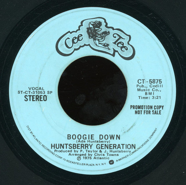 Huntsberry Generation : Boogie Down (7", Mono, Promo, SP )