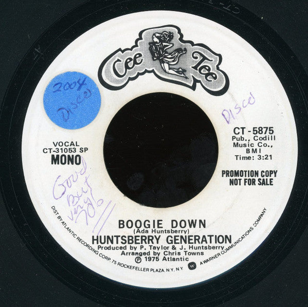 Huntsberry Generation : Boogie Down (7", Mono, Promo, SP )