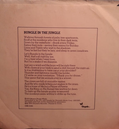 Jethro Tull : Bungle In The Jungle (7", Mono, Promo)