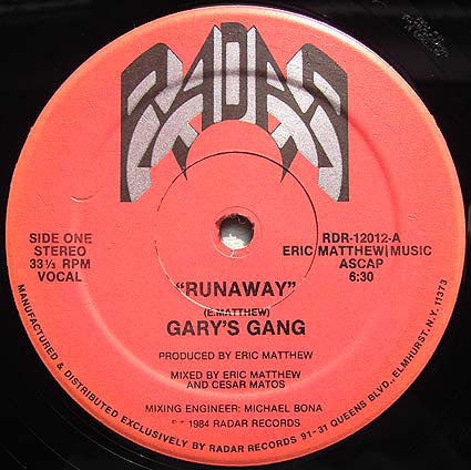 Gary's Gang : Runaway (12")
