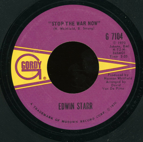 Edwin Starr : Stop The War Now  (7", Single, San)