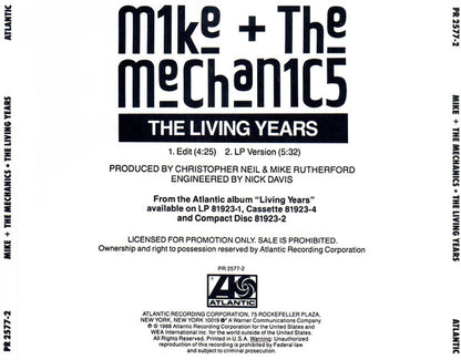 Mike & The Mechanics : The Living Years (CD, Single, Promo)