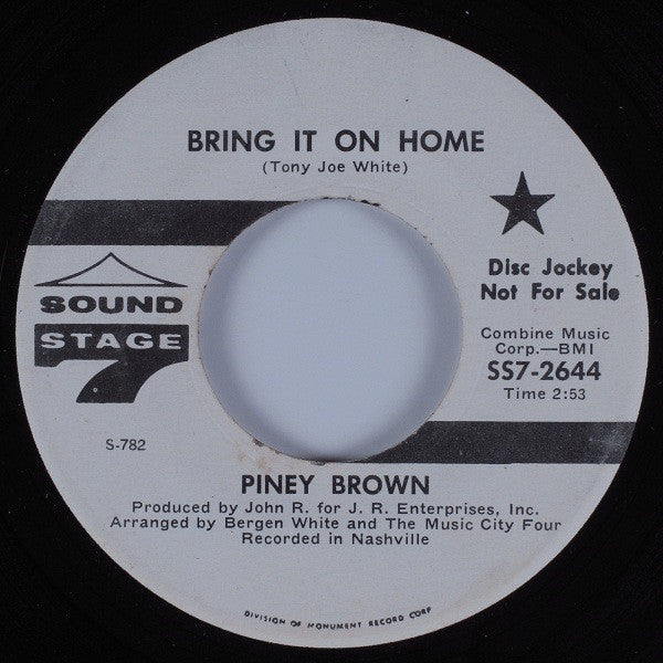 Piney Brown : Bring It On Home  (7", Single, Promo)