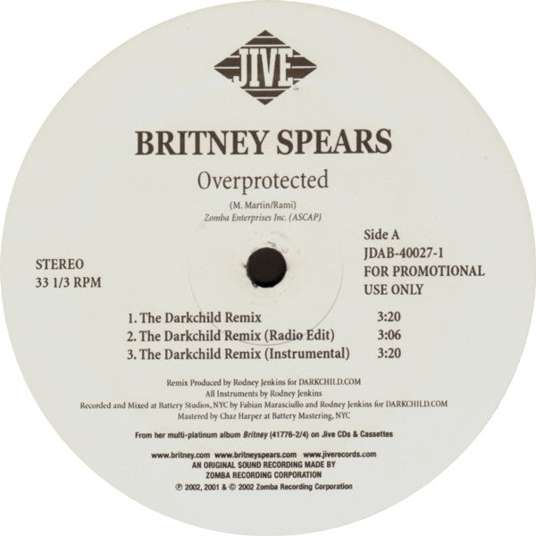 Britney Spears : Overprotected (12", Promo)