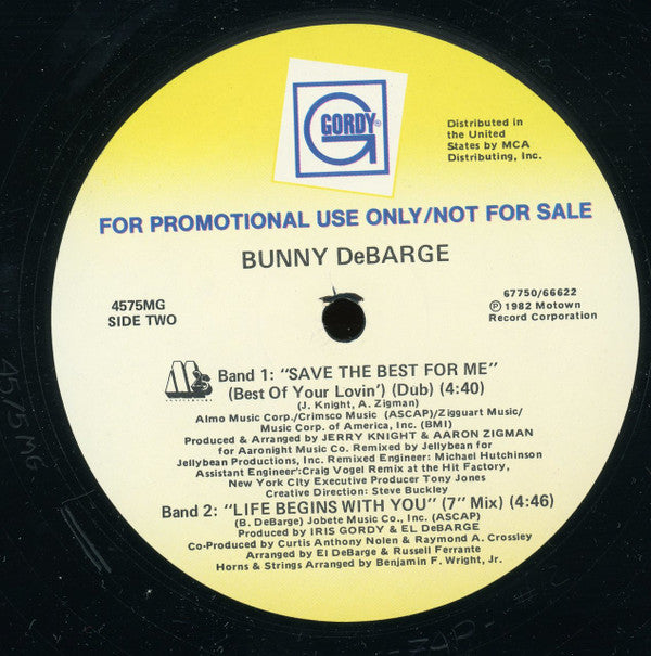 Bunny DeBarge : Save The Best For Me (12", Promo)
