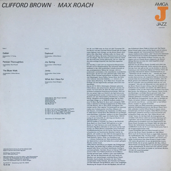 Clifford Brown And Max Roach : Clifford Brown - Max Roach (LP, Album, Mono, RE)