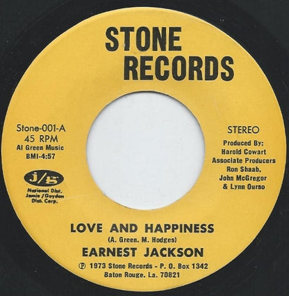 Earnest Jackson : Love And Happiness (7", Single)