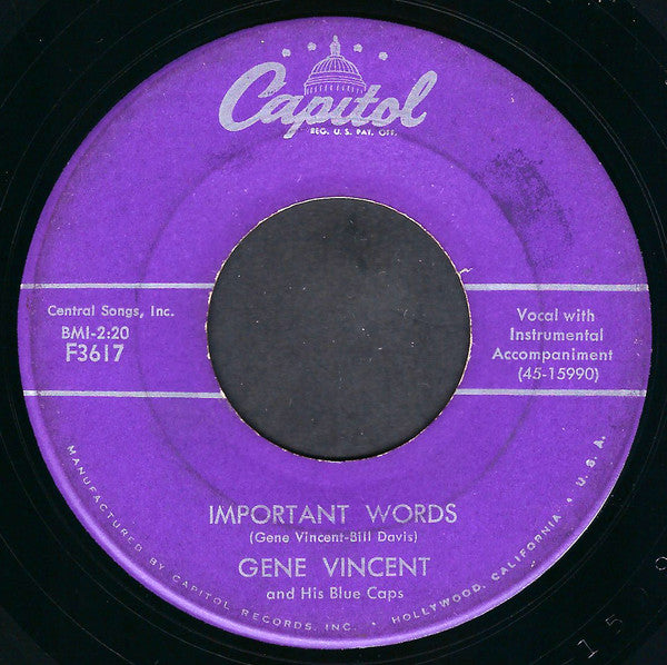 Gene Vincent & His Blue Caps : Crazy Legs (7", Single, Scr)