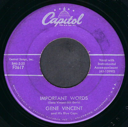 Gene Vincent & His Blue Caps : Crazy Legs (7", Single, Scr)