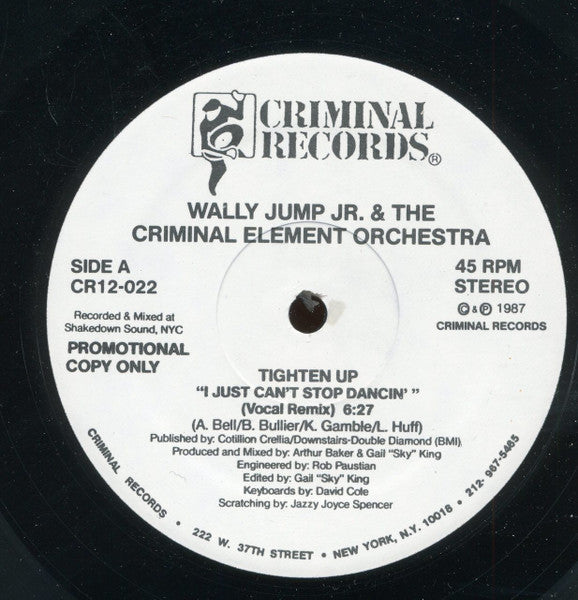 Wally Jump Jr & The Criminal Element : Tighten Up (I Just Can't Stop Dancin') (12", Promo)