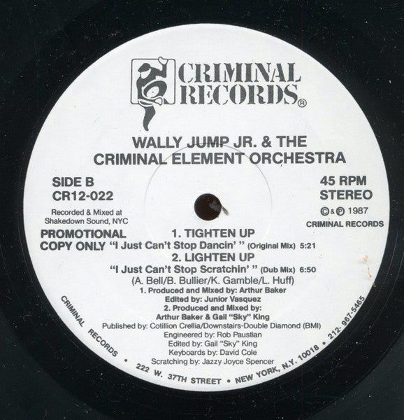 Wally Jump Jr & The Criminal Element : Tighten Up (I Just Can't Stop Dancin') (12", Promo)