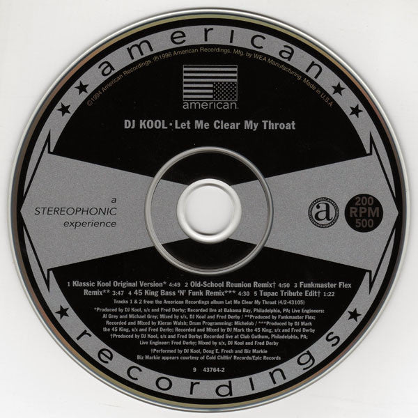DJ Kool : Let Me Clear My Throat (CD, Maxi)