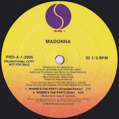 Madonna : Where's The Party / Spotlight (12", Promo)