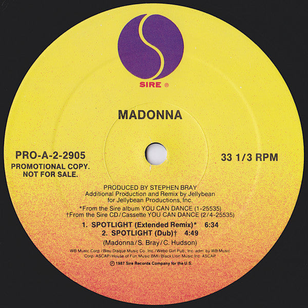 Madonna : Where's The Party / Spotlight (12", Promo)