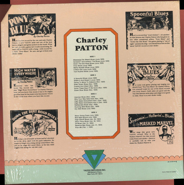 Charley Patton : Founder Of The Delta Blues 1929-1934 (2xLP, Comp, RE, Gat)
