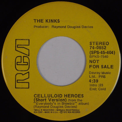 The Kinks : Celluloid Heroes (7", Promo)