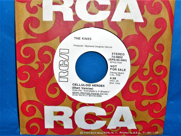 The Kinks : Celluloid Heroes (7", Promo)