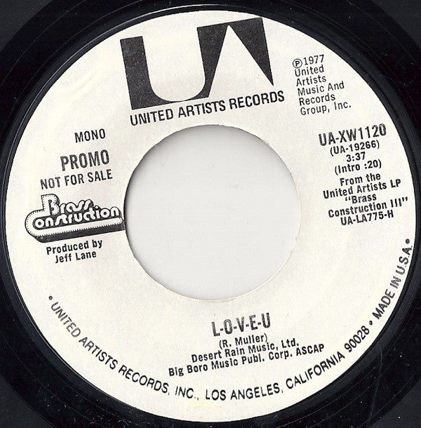 Brass Construction : L-O-V-E-U (7", Promo, Styrene)