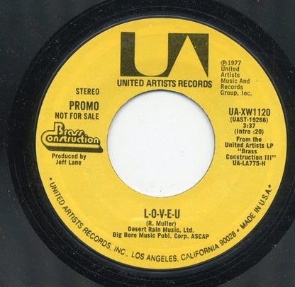Brass Construction : L-O-V-E-U (7", Promo, Styrene)