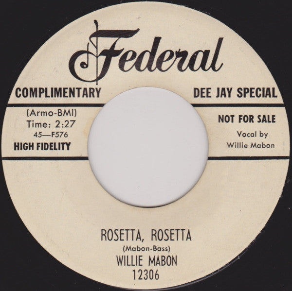 Willie Mabon : Rosetta, Rosetta / Light Up Your Lamp (7", Single, Promo)