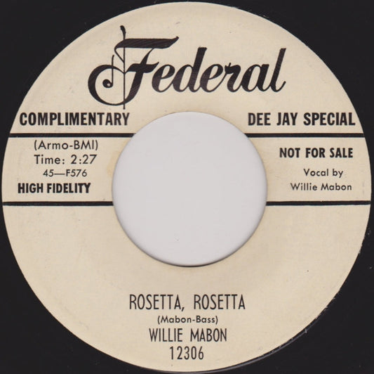 Willie Mabon : Rosetta, Rosetta / Light Up Your Lamp (7", Single, Promo)