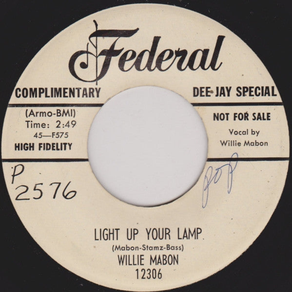 Willie Mabon : Rosetta, Rosetta / Light Up Your Lamp (7", Single, Promo)
