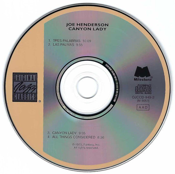 Joe Henderson : Canyon Lady (CD, Album, RE, RM)