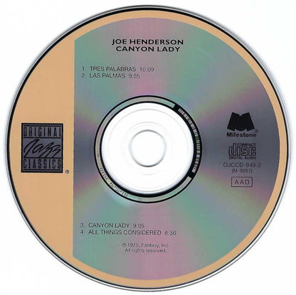Joe Henderson : Canyon Lady (CD, Album, RE, RM)