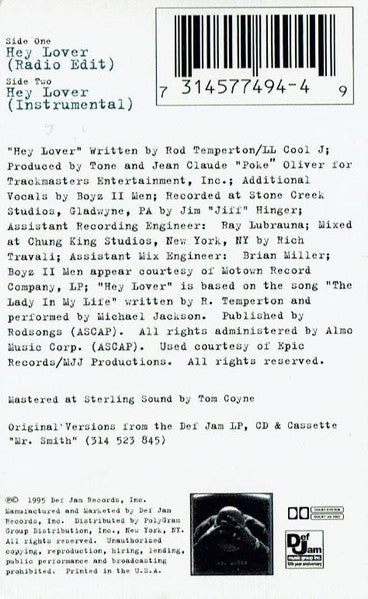 LL Cool J : Hey Lover (Cass, Single)