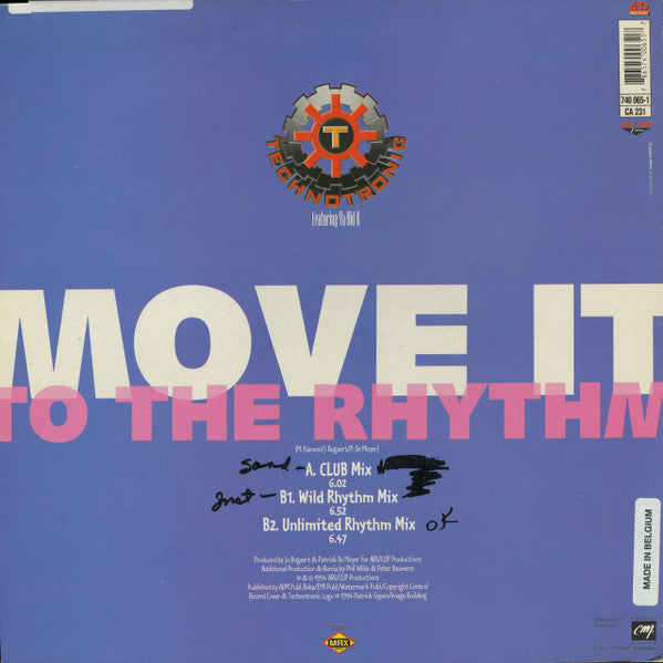 Technotronic Featuring Ya Kid K : Move It To The Rhythm (12")