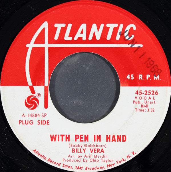 Billy Vera : With Pen In Hand / Good Morning Blues (7", Single, Promo, SP )