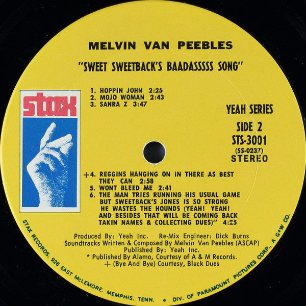 Melvin Van Peebles : Sweet Sweetback's Baadasssss Song (An Opera) (LP, Album, Pit)