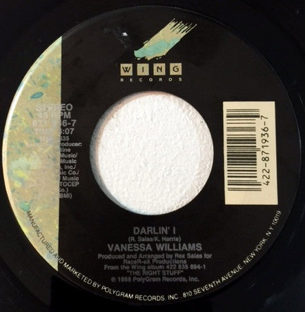 Vanessa Williams : Darlin' I (7", Single)