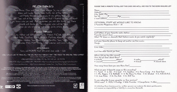 Korn : Life Is Peachy (CD, Album, Enh)