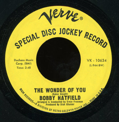 Bobby Hatfield : The Wonder Of You / Only You (7", Promo)