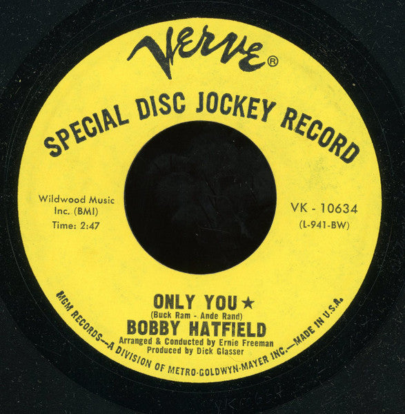 Bobby Hatfield : The Wonder Of You / Only You (7", Promo)