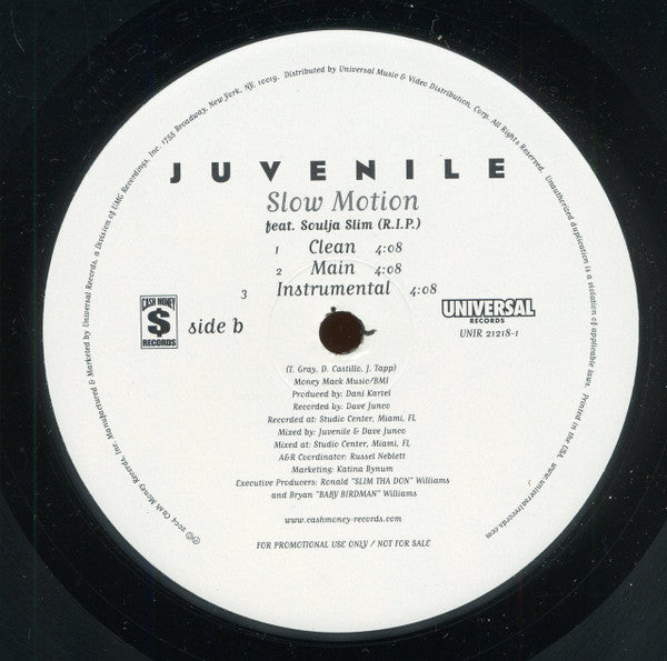 Juvenile (2) : Bounce Back (12", Promo)
