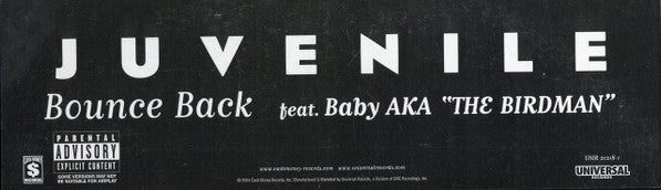 Juvenile (2) : Bounce Back (12", Promo)