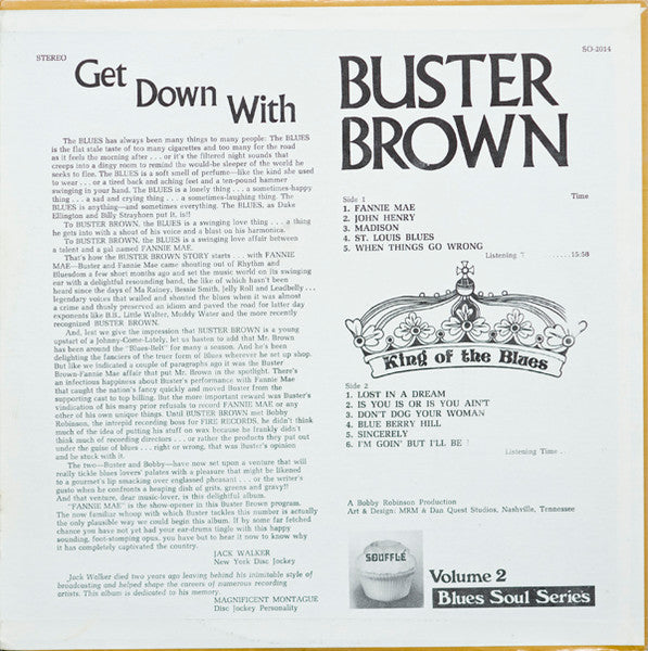 Buster Brown : Get Down With Buster Brown King Of The Blues (LP, RE)