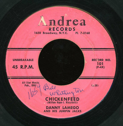 Danny Lamego And His Jumping Jacks : Hickory Dickory Rock / Chickenfeed (7")