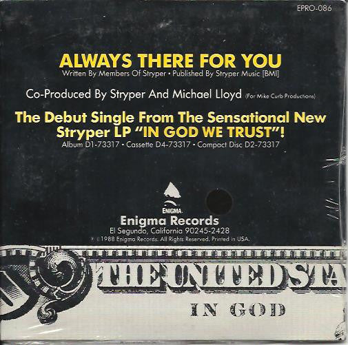 Stryper : Always There For You (CD, Single, Promo, Car)