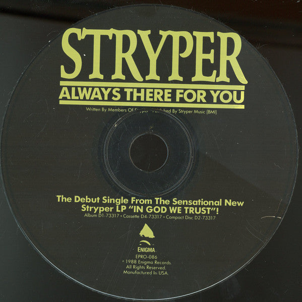 Stryper : Always There For You (CD, Single, Promo, Car)
