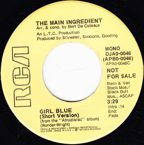 The Main Ingredient : Girl Blue (7", Mono, Promo, Hol)