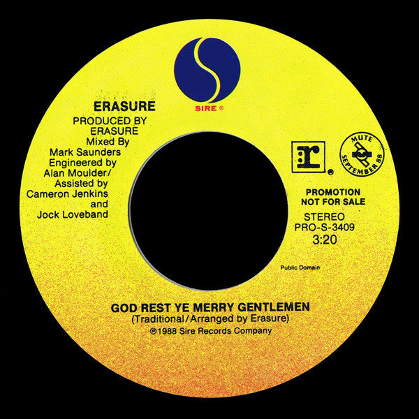 Erasure : She Won't Be Home (Lonely Christmas) / God Rest Ye Merry Gentlemen (7", Single, Promo, Styrene)