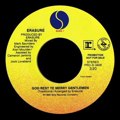 Erasure : She Won't Be Home (Lonely Christmas) / God Rest Ye Merry Gentlemen (7", Single, Promo, Styrene)