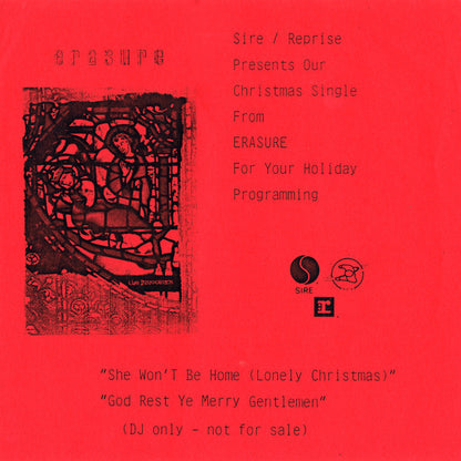 Erasure : She Won't Be Home (Lonely Christmas) / God Rest Ye Merry Gentlemen (7", Single, Promo, Styrene)