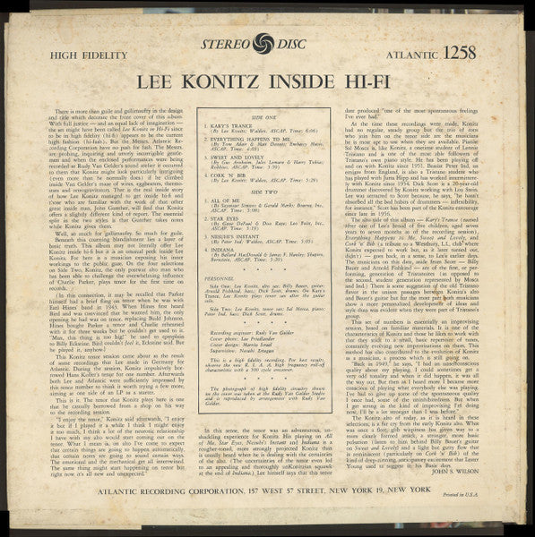 Lee Konitz : Inside Hi-Fi (LP, Album)